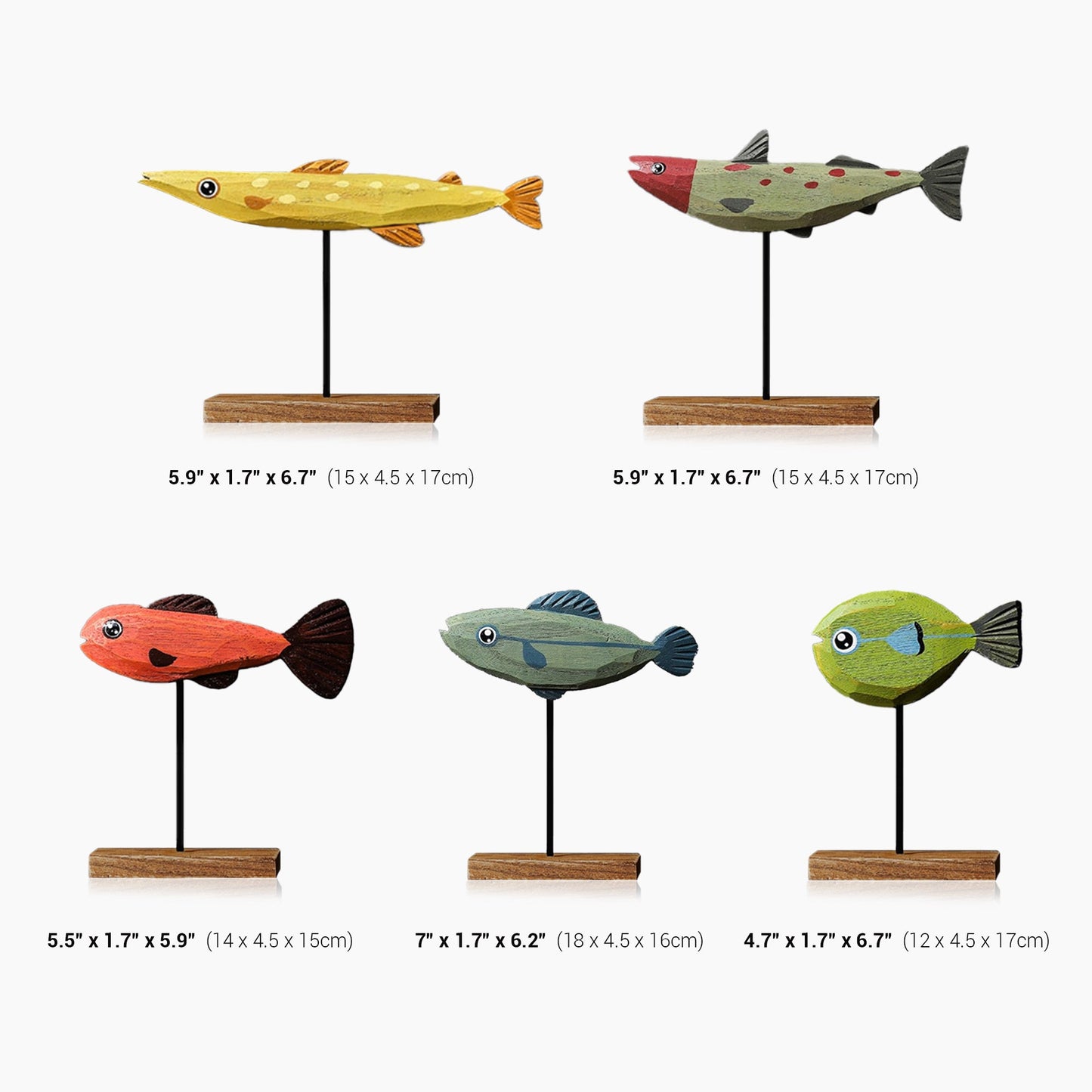 Sculpture Artisanale en Bois – Poisson d’Eau Douce Décoratif