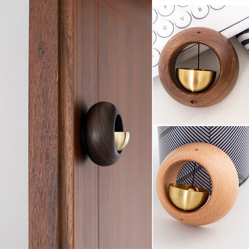Sonnette Méditative Bois & Laiton – Carillon Apaisant pour Porte & Intérieur