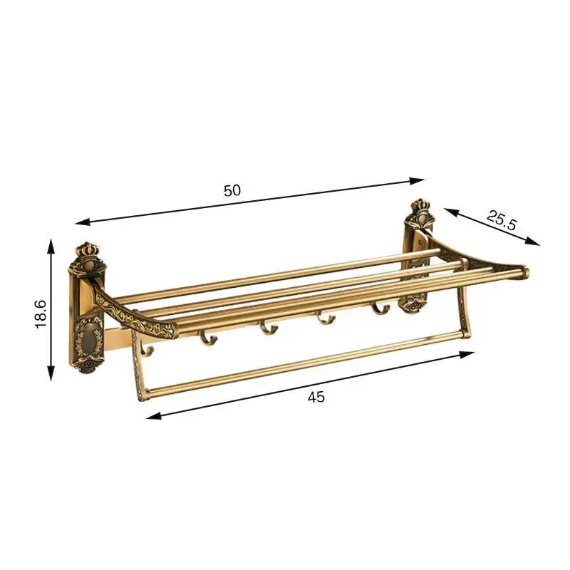 Étagère Porte-Serviettes Murale Laiton Antique Pliable