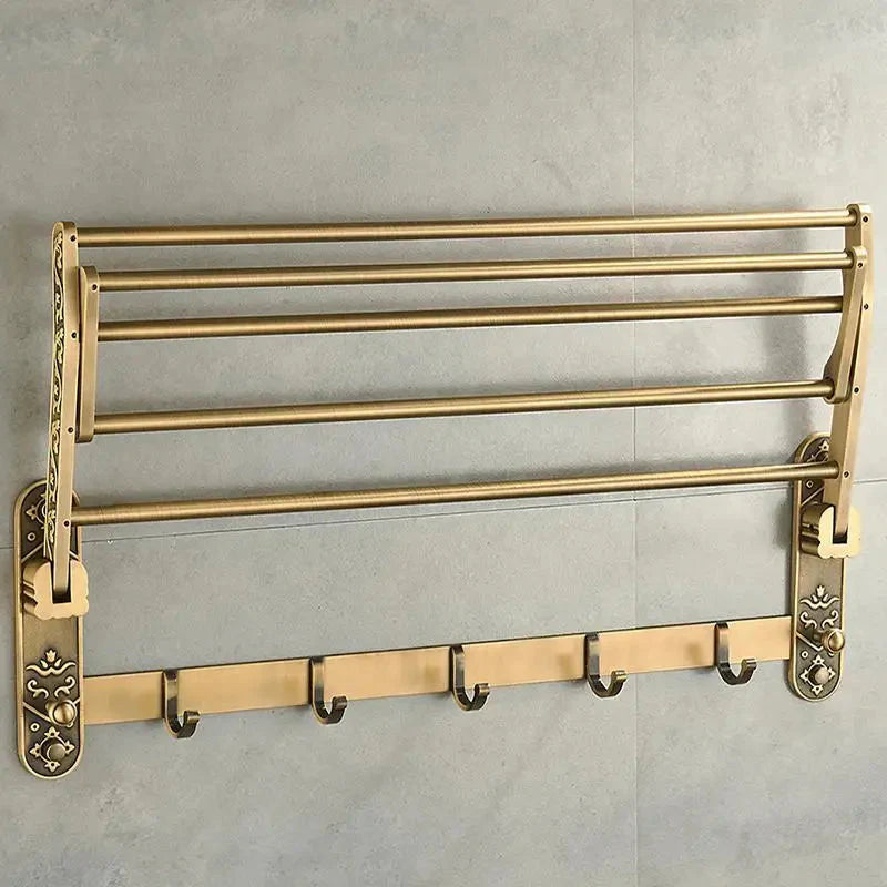 Étagère Porte-Serviettes Murale Laiton Antique Pliable