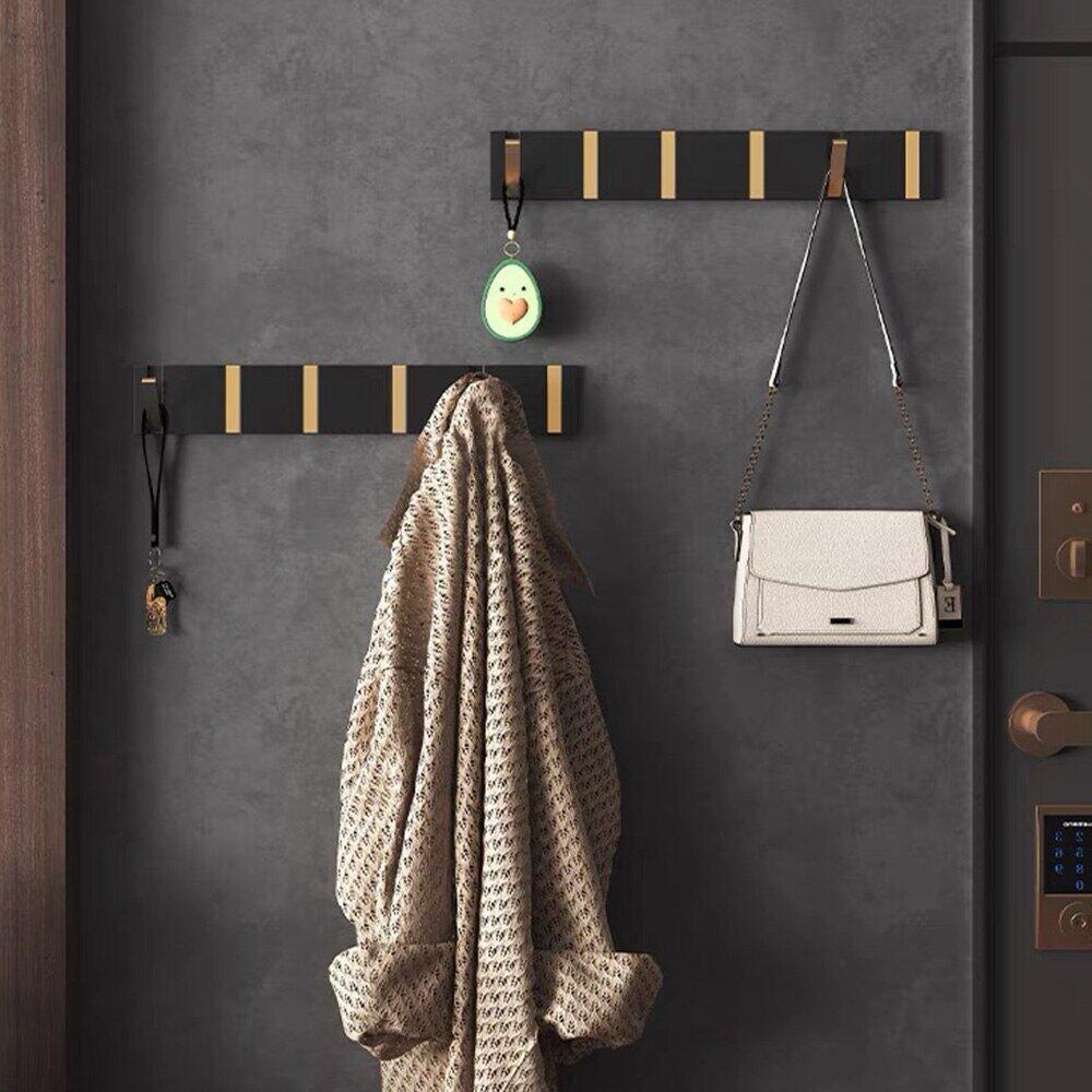 Porte-Serviettes Mural Pliant Aluminium Noir