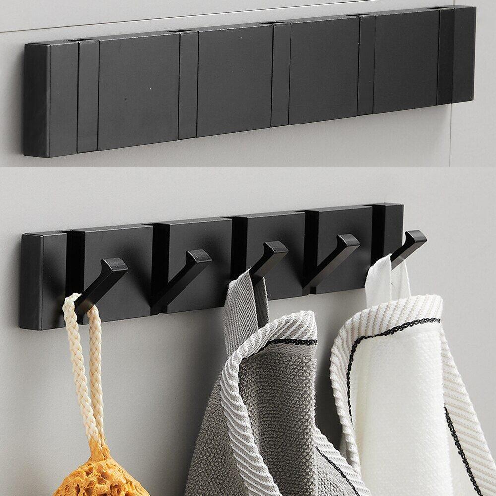 Porte-Serviettes Mural Pliant Aluminium Noir