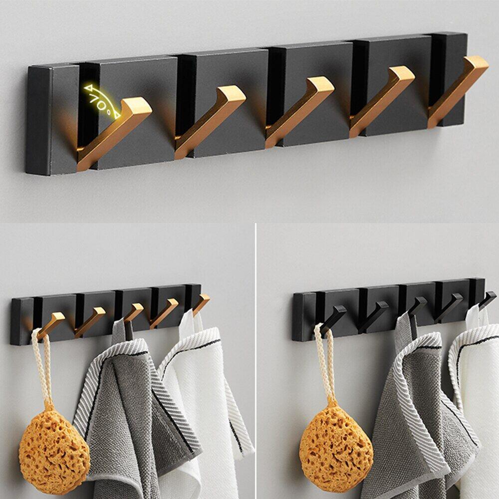 Porte-Serviettes Mural Pliant Aluminium Noir