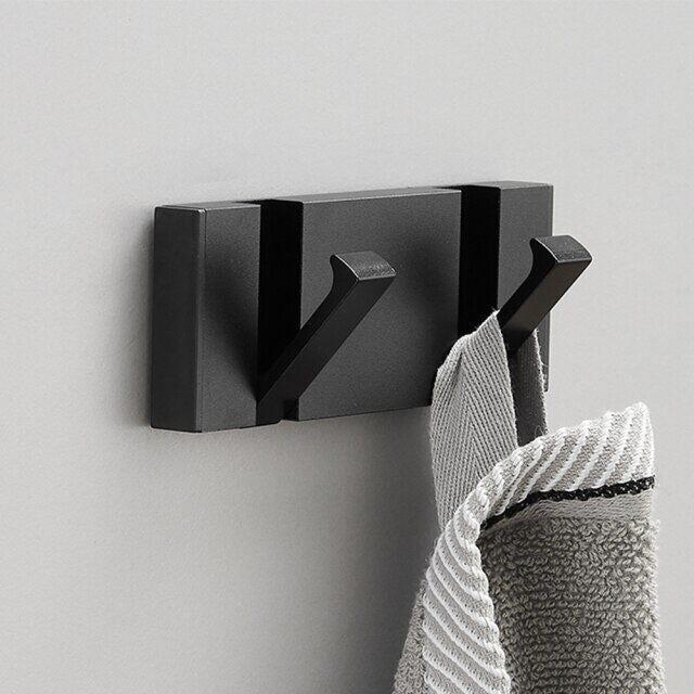 Porte-Serviettes Mural Pliant Aluminium Noir