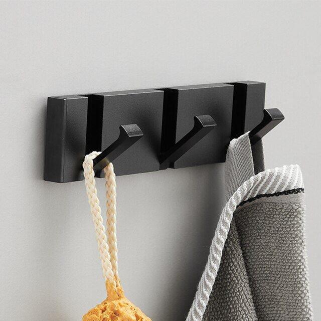 Porte-Serviettes Mural Pliant Aluminium Noir