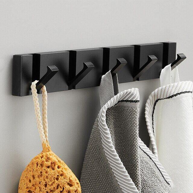 Porte-Serviettes Mural Pliant Aluminium Noir