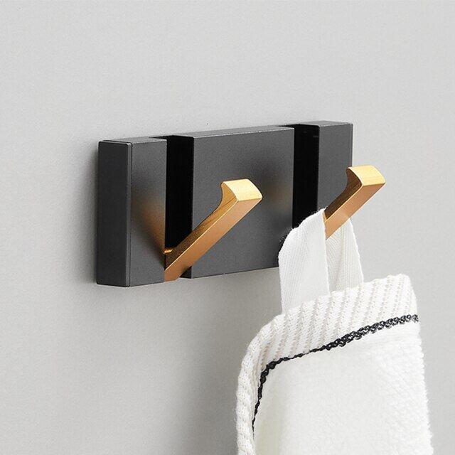 Porte-Serviettes Mural Pliant Aluminium Noir