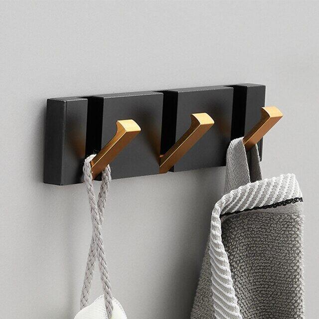Porte-Serviettes Mural Pliant Aluminium Noir