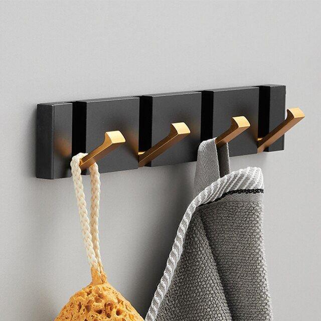 Porte-Serviettes Mural Pliant Aluminium Noir
