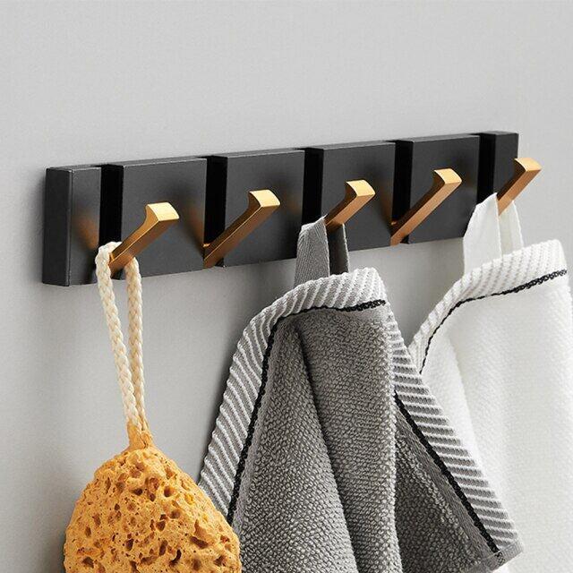 Porte-Serviettes Mural Pliant Aluminium Noir
