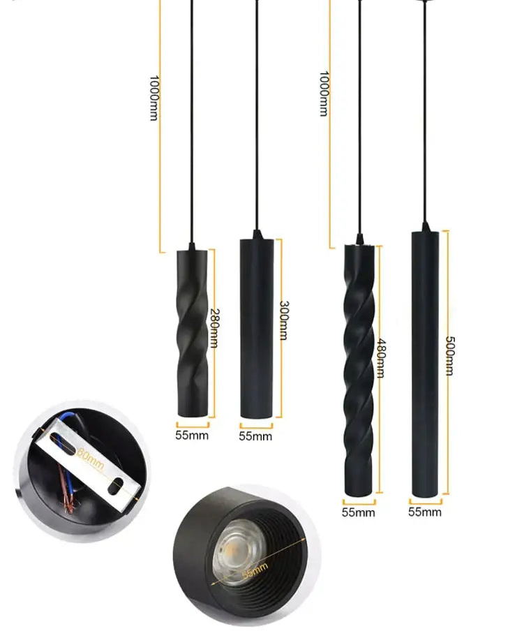Suspension Cylindrique LED Dimmable – Noir ou Blanc