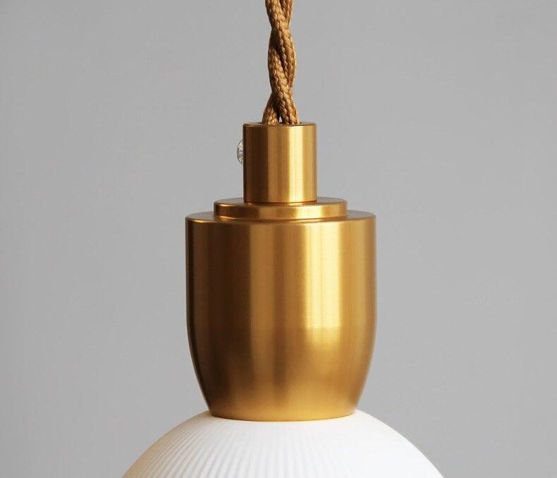 Suspension Céramique Striée Art Déco – Ampoule Incluse