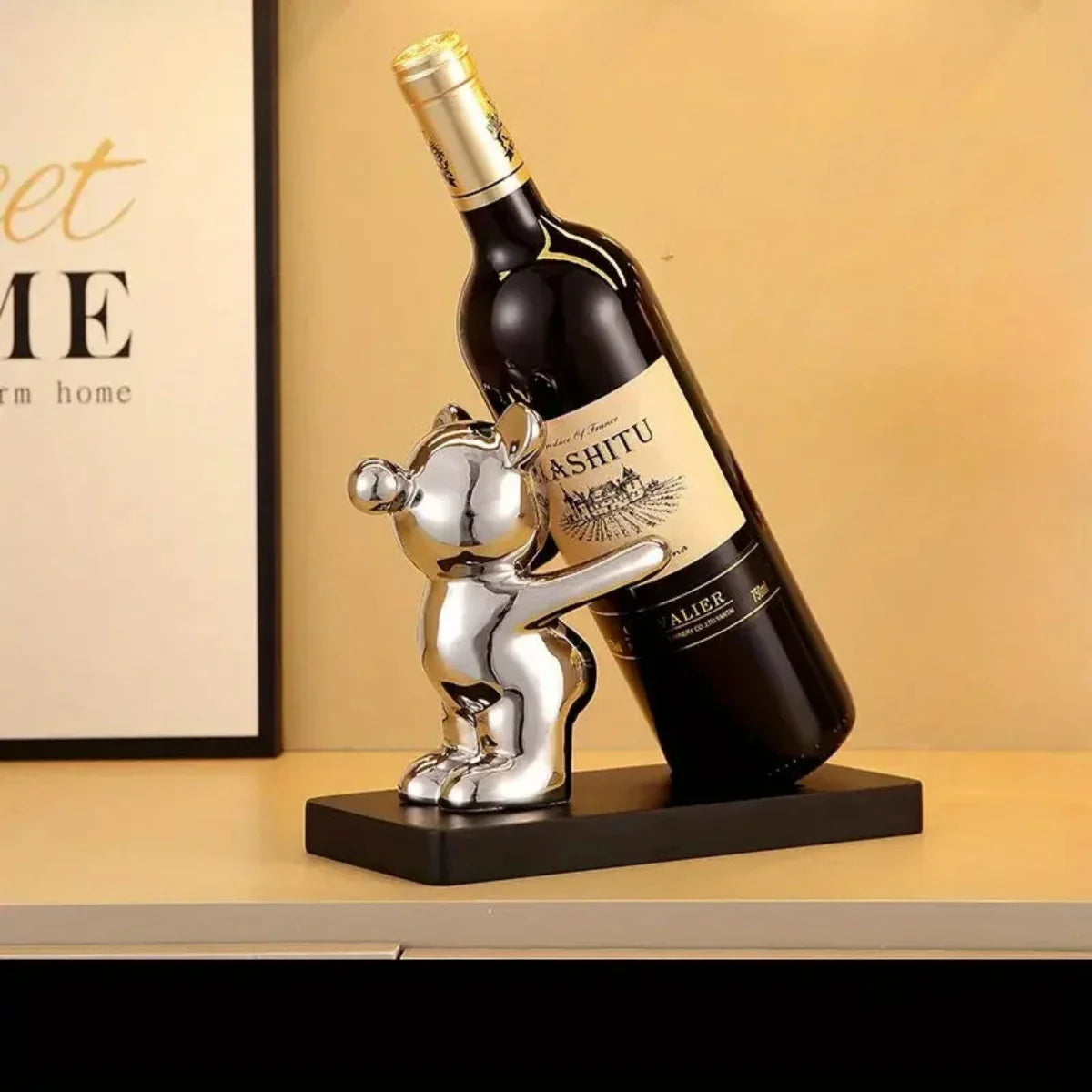 Porte-Bouteille Ours en Céramique Design Décoratif