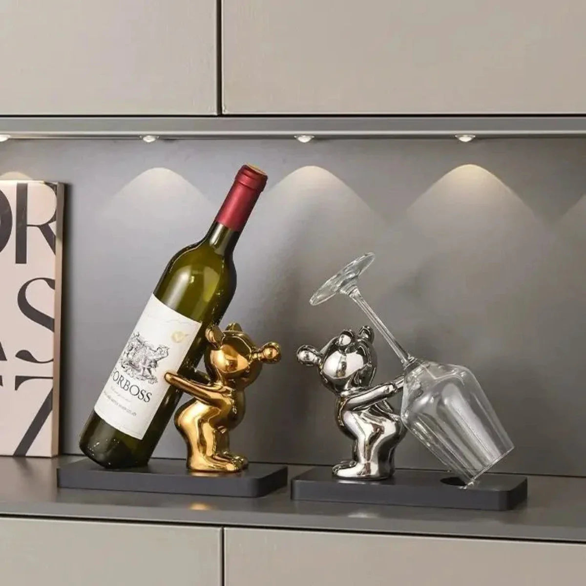 Porte-Bouteille Ours en Céramique Design Décoratif