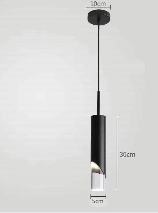 Suspension LED Nordique Tube Noir ou Doré Moderne