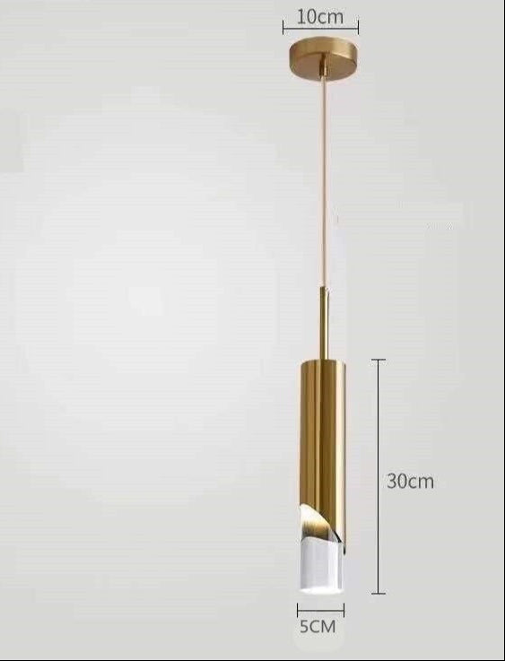 Suspension LED Nordique Tube Noir ou Doré Moderne