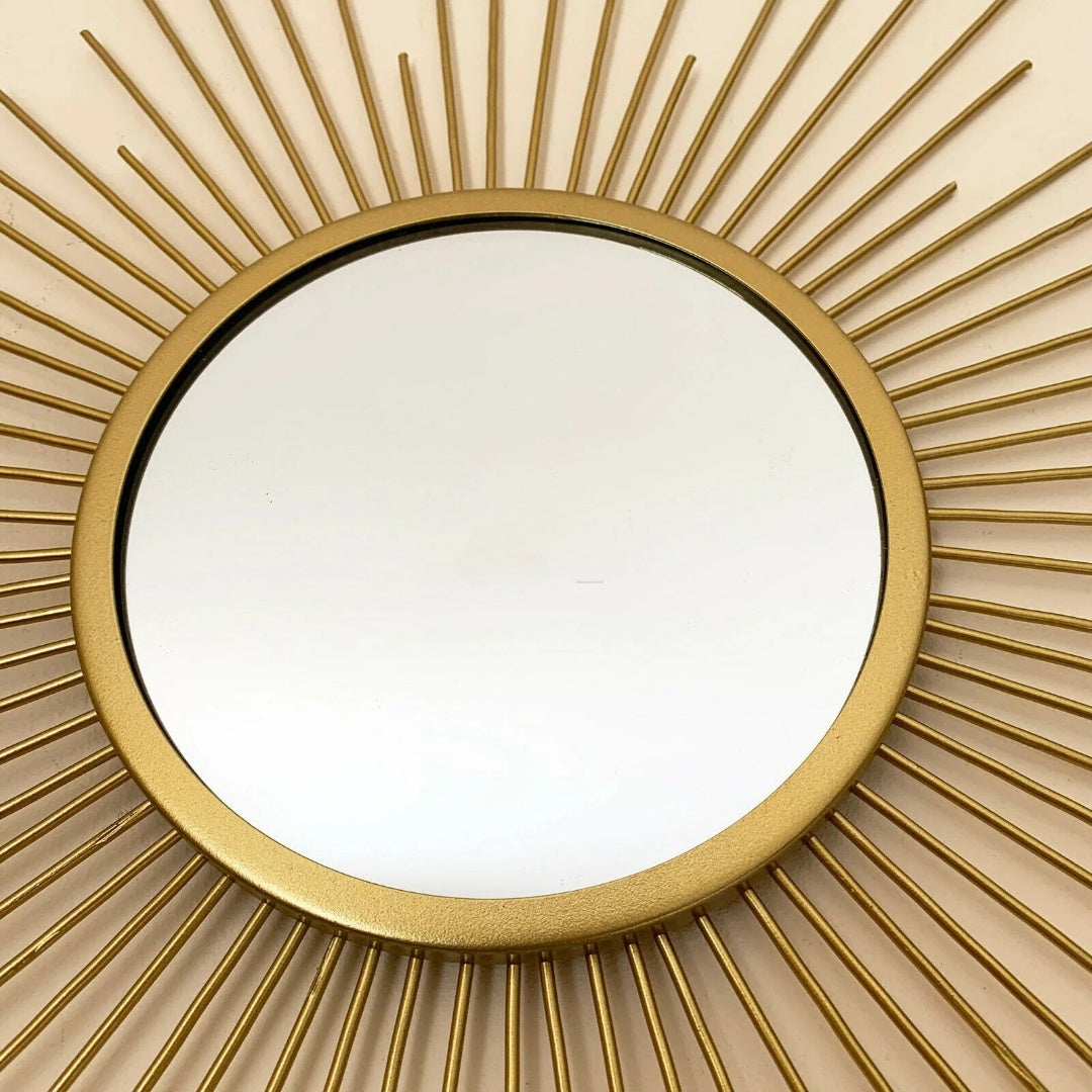 Miroir Soleil Doré en Métal 60cm – Style Vintage