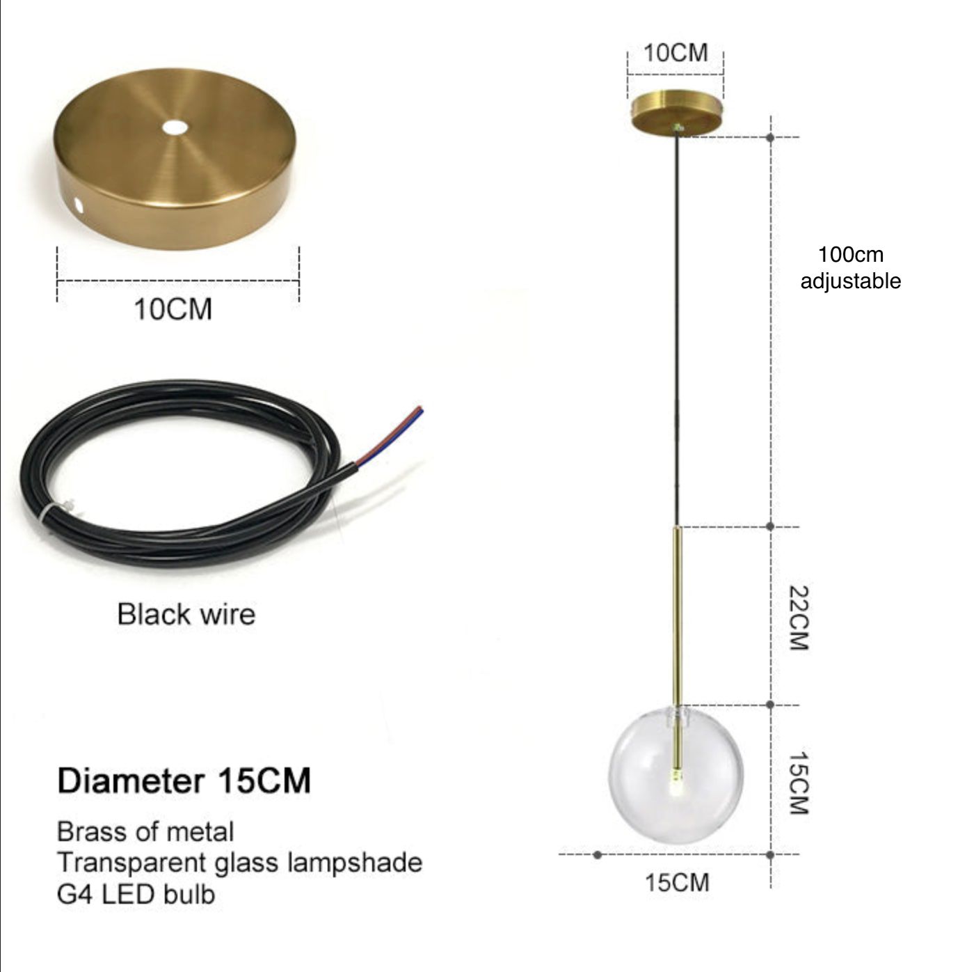 Jasper Collection - Suspension Moderne en Verre et Métal