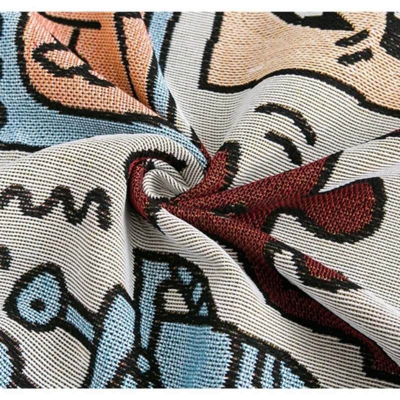 Couverture Motif Artistique, Tissage Jacquard, Multicolore