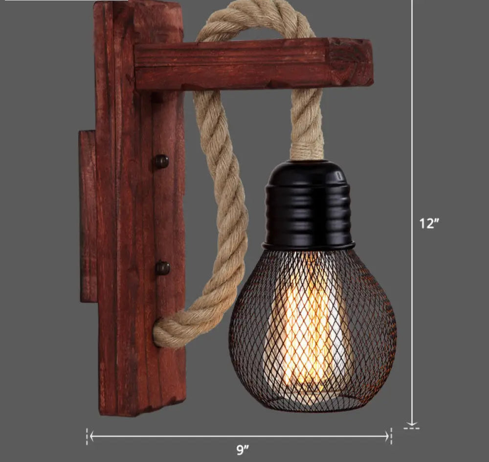 Applique Murale Bois et Corde Style Ferme Rustique