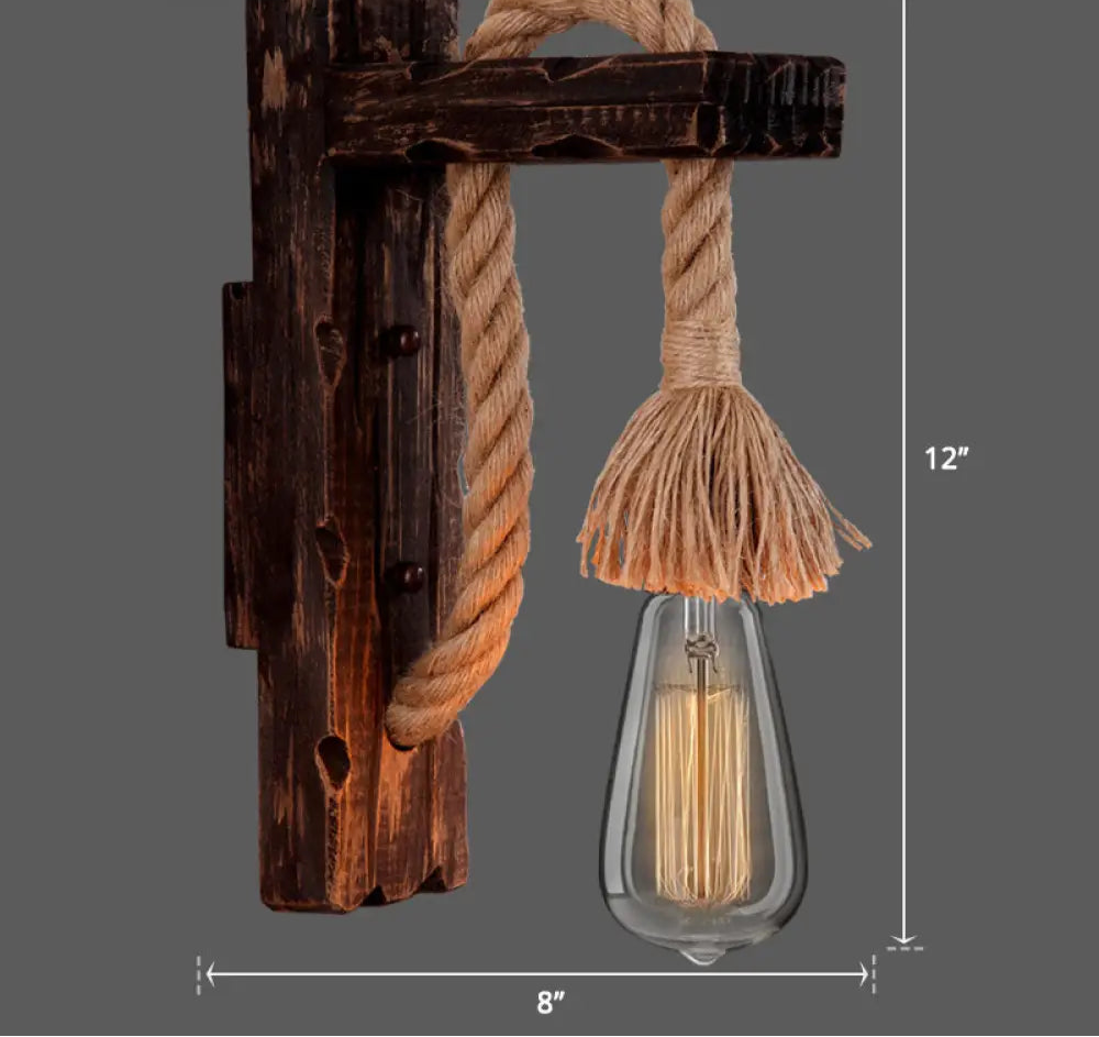Applique Murale Bois et Corde Style Ferme Rustique