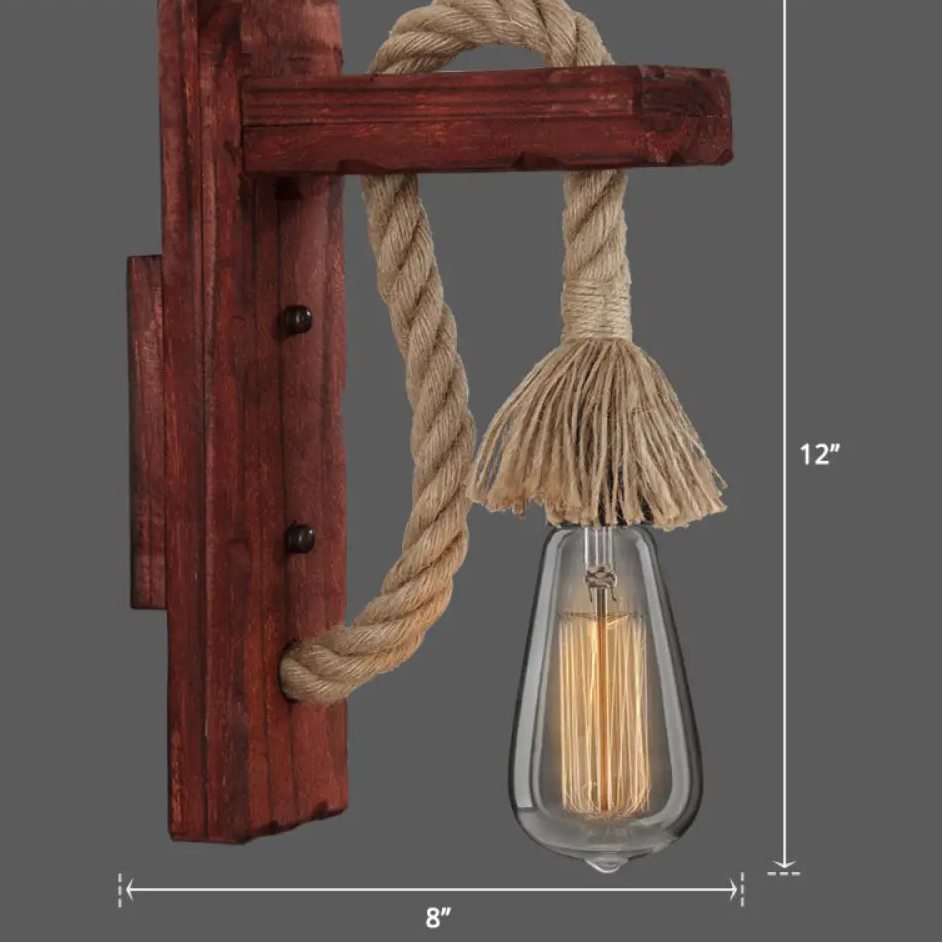 Applique Murale Bois et Corde Style Ferme Rustique