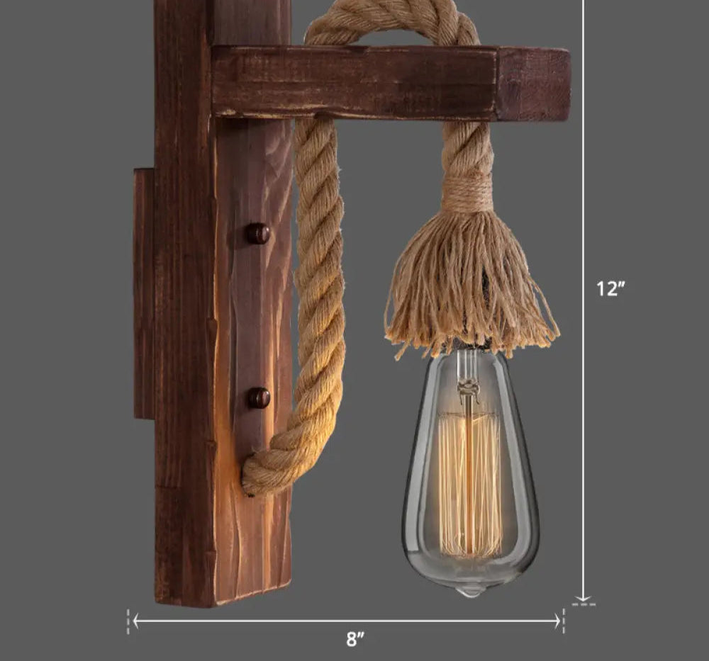 Applique Murale Bois et Corde Style Ferme Rustique