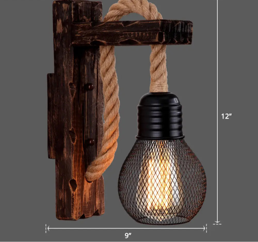 Applique Murale Bois et Corde Style Ferme Rustique