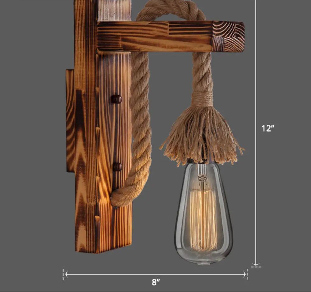 Applique Murale Bois et Corde Style Ferme Rustique