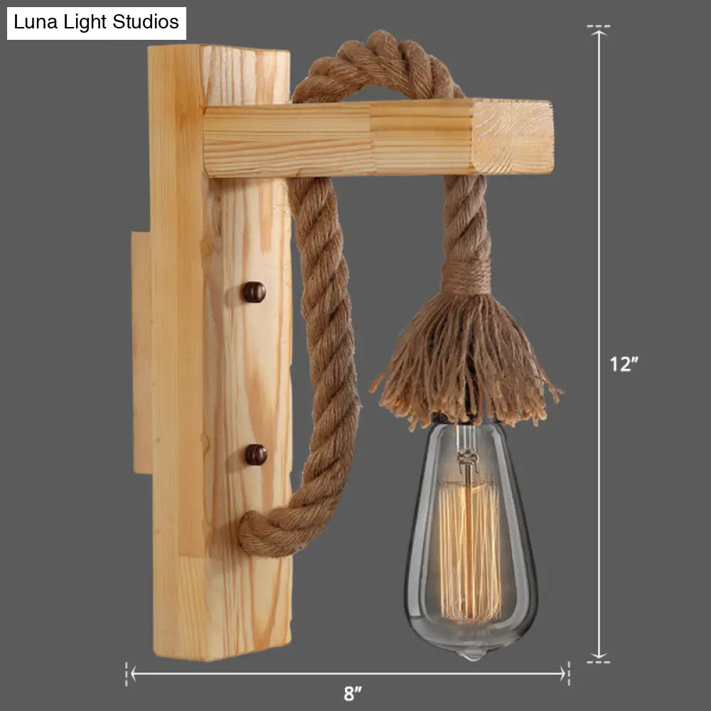 Applique Murale Bois et Corde Style Ferme Rustique