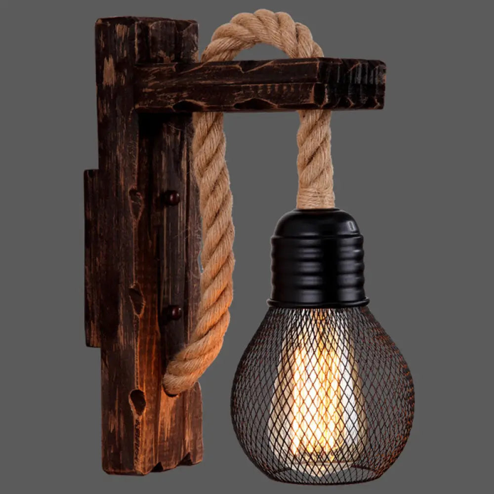 Applique Murale Bois et Corde Style Ferme Rustique