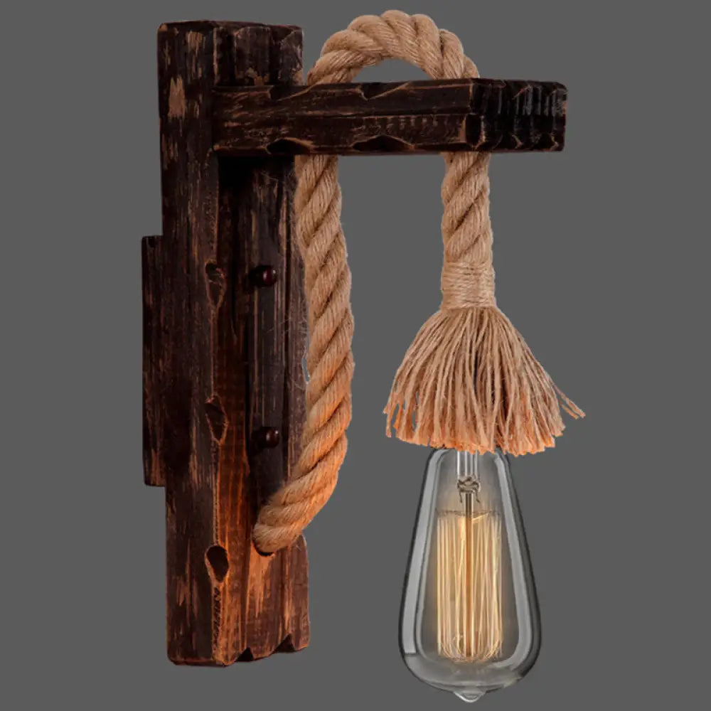 Applique Murale Bois et Corde Style Ferme Rustique