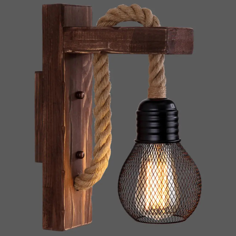 Applique Murale Bois et Corde Style Ferme Rustique