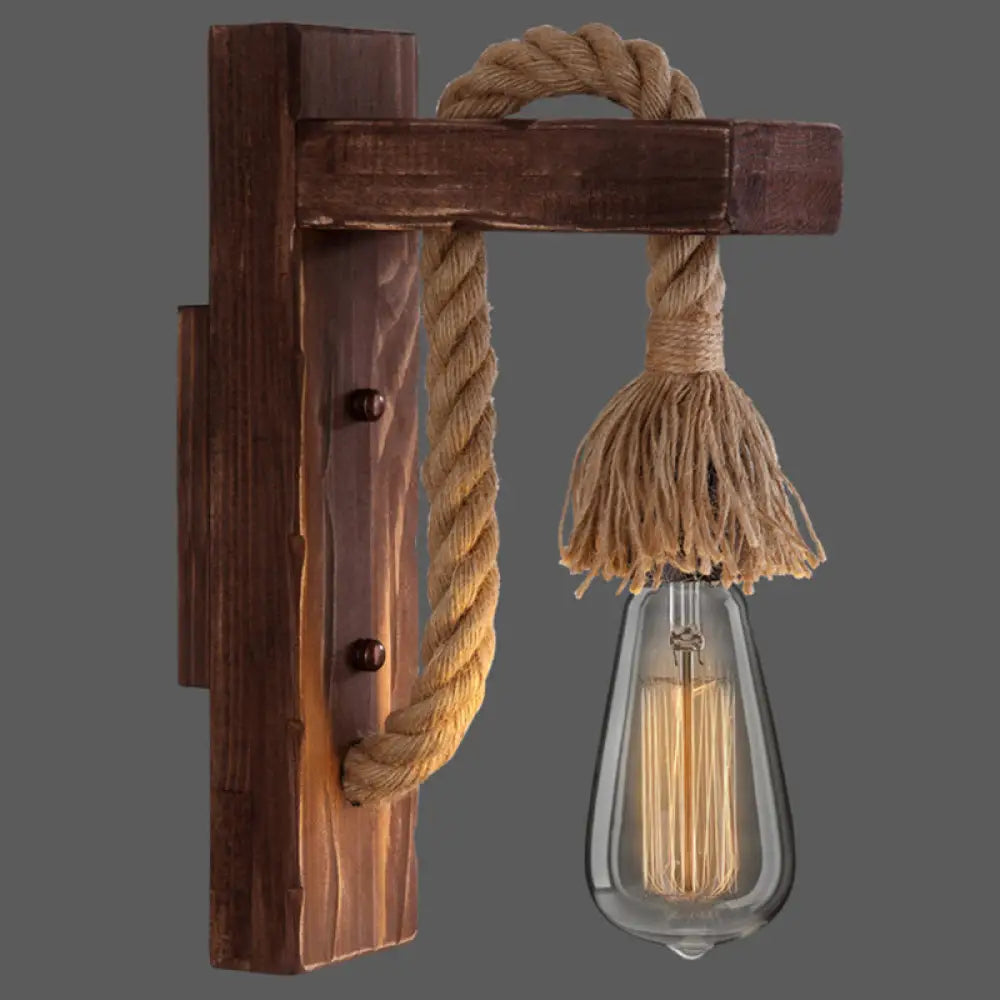 Applique Murale Bois et Corde Style Ferme Rustique