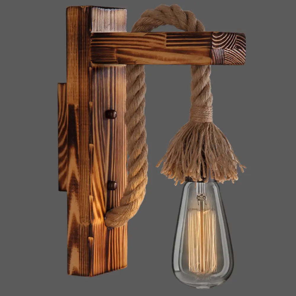 Applique Murale Bois et Corde Style Ferme Rustique