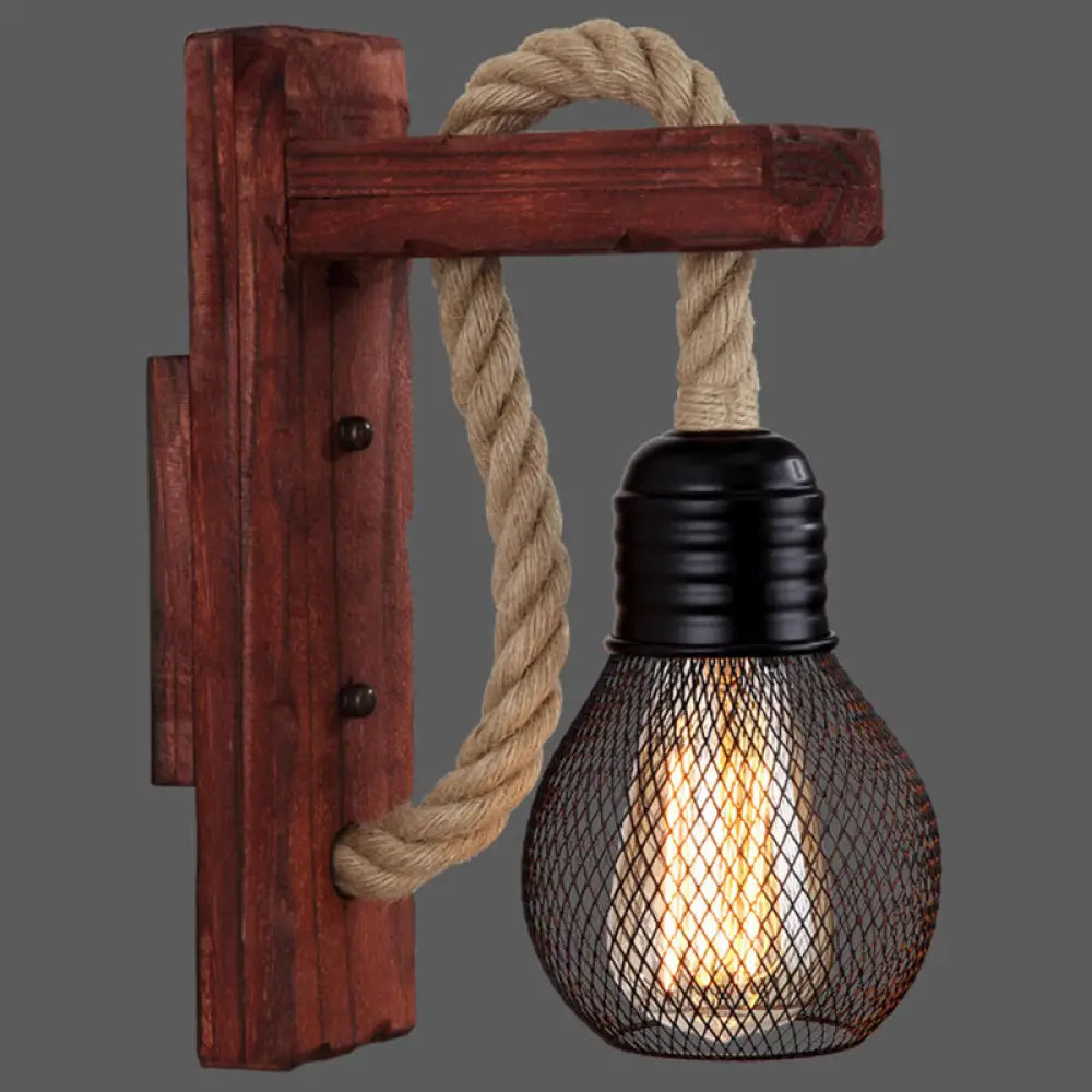 Applique Murale Bois et Corde Style Ferme Rustique