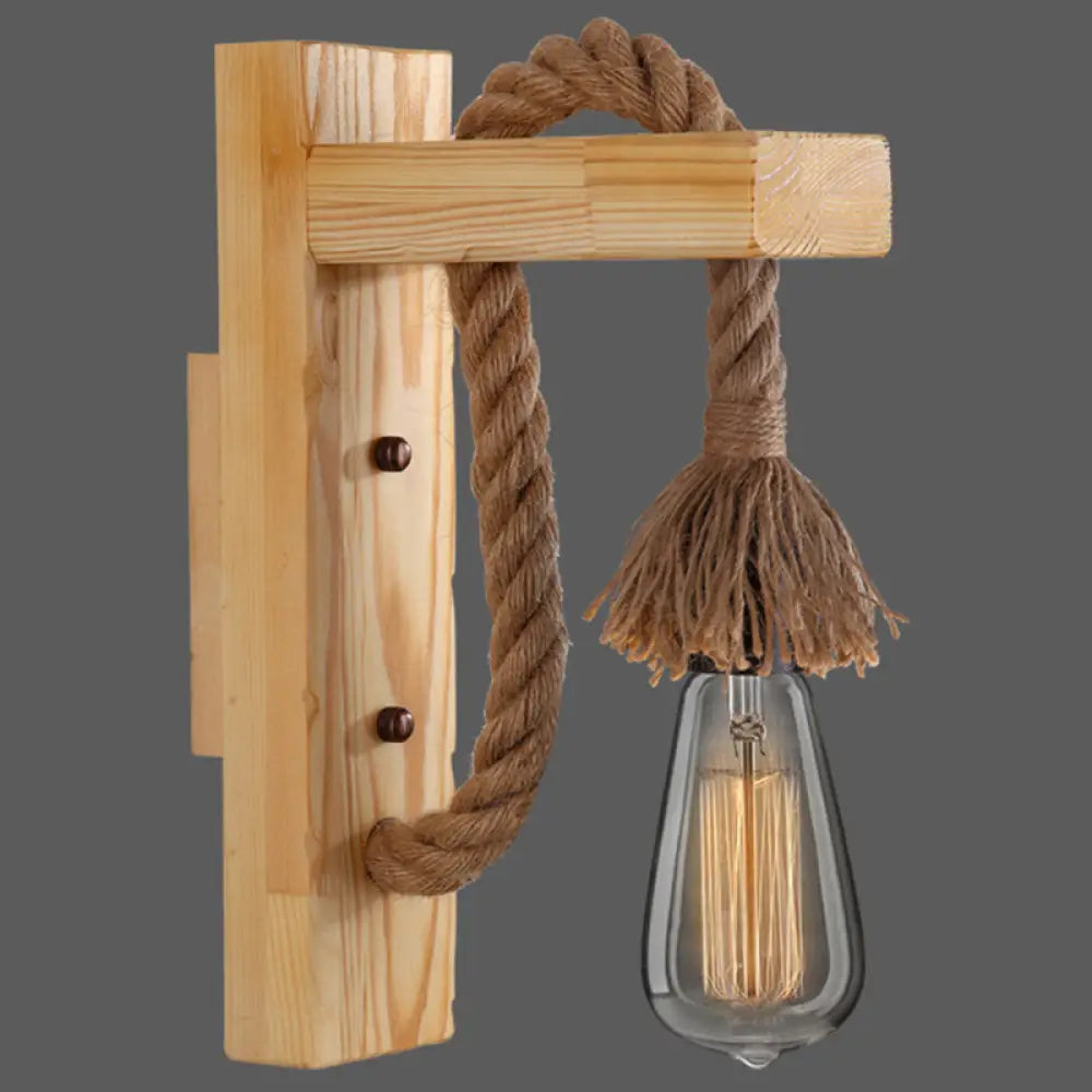 Applique Murale Bois et Corde Style Ferme Rustique
