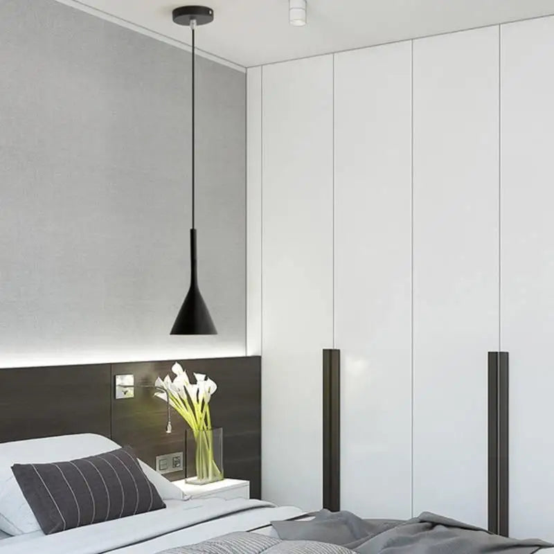 Lampe Suspendue Cuisine Moderne en Métal Noir