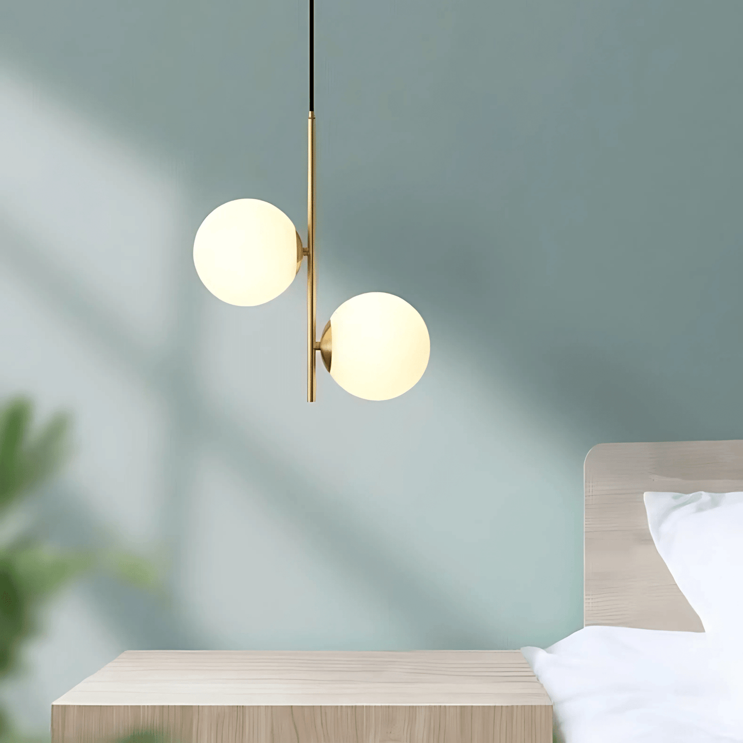 Suspension Luminaire Moderne, Métal & Verre, G4, 1.2m