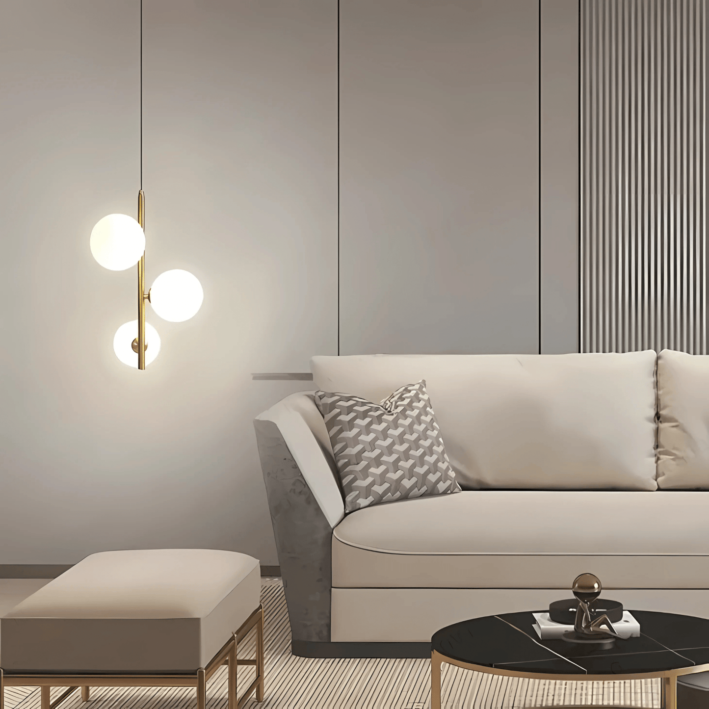 Suspension Luminaire Moderne, Métal & Verre, G4, 1.2m