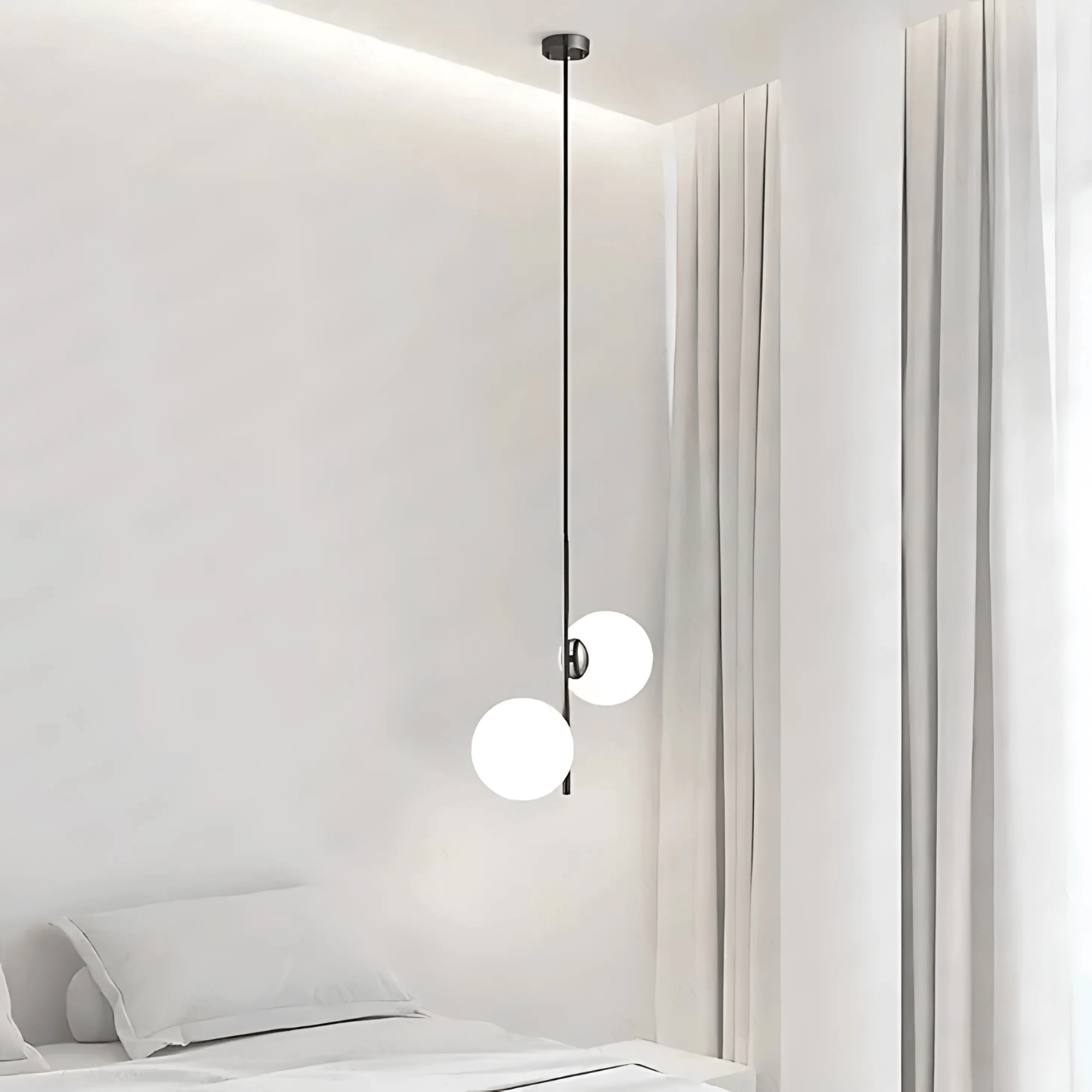 Suspension Luminaire Moderne, Métal & Verre, G4, 1.2m