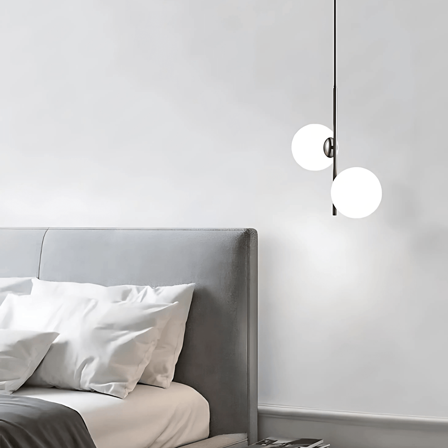Suspension Luminaire Moderne, Métal & Verre, G4, 1.2m