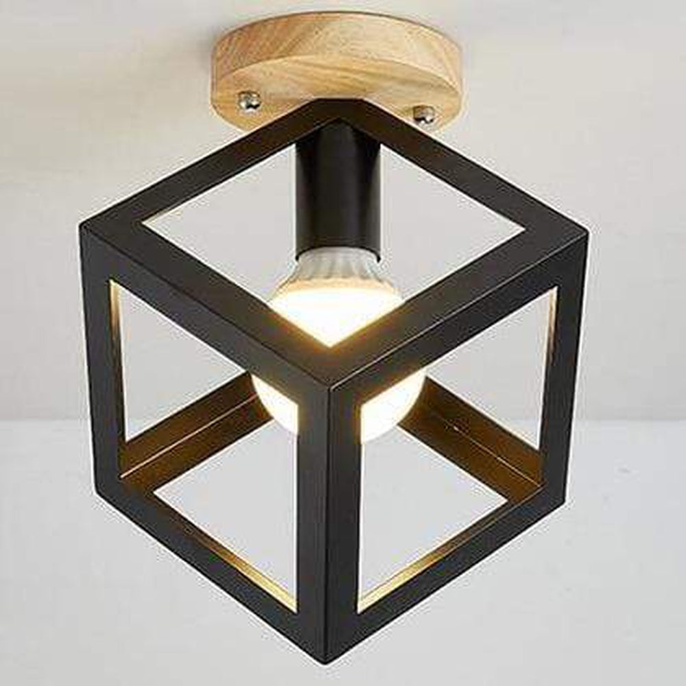 Plafonnier Géométrique Design Bois et Métal Moderne
