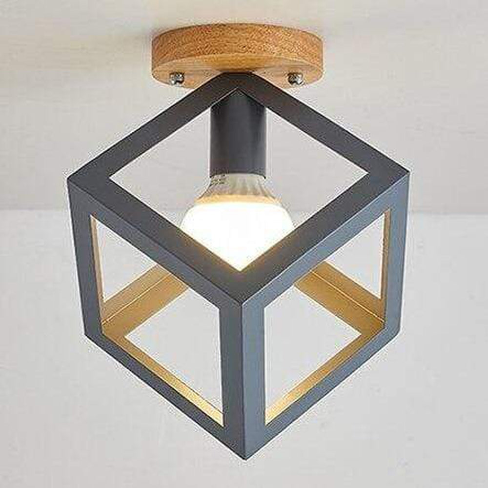 Plafonnier Géométrique Design Bois et Métal Moderne