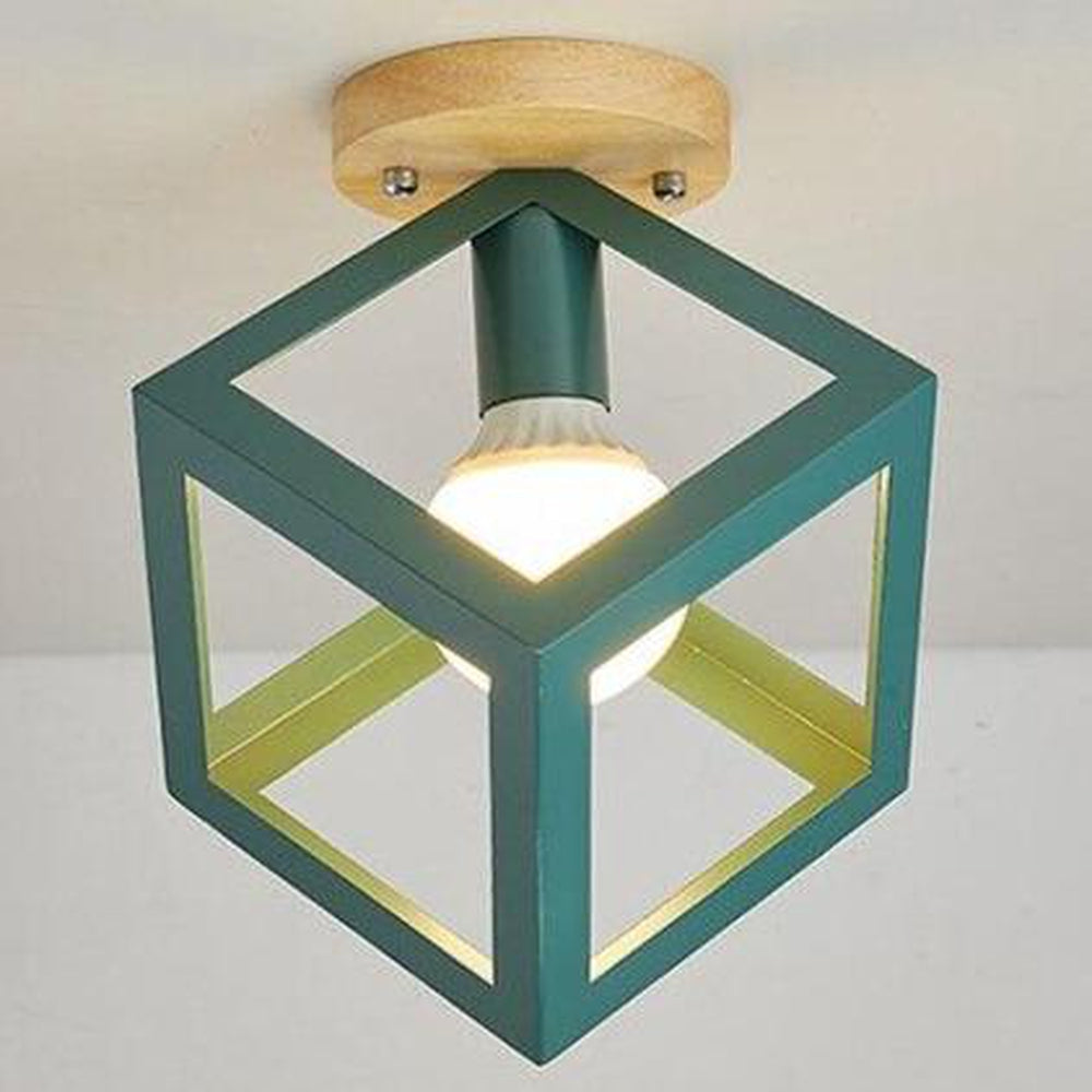 Plafonnier Géométrique Design Bois et Métal Moderne