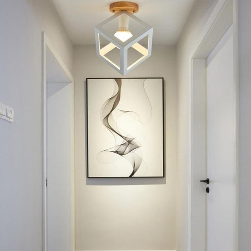 Plafonnier Géométrique Design Bois et Métal Moderne