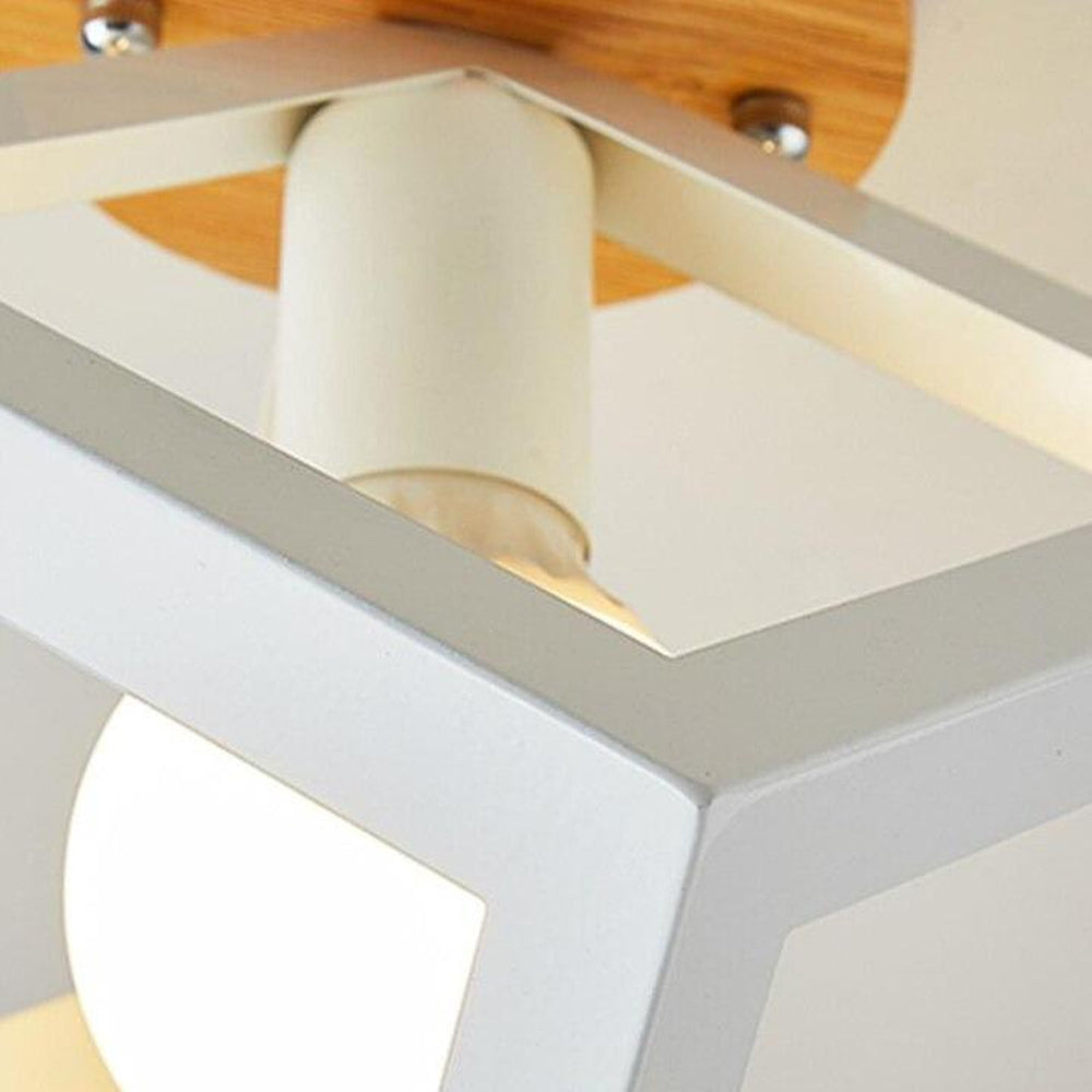 Plafonnier Géométrique Design Bois et Métal Moderne
