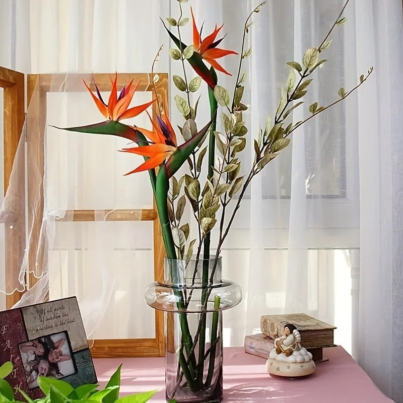 Faux Fleurs Strelitzia, Lot de 3 Tiges, Effet Tropical