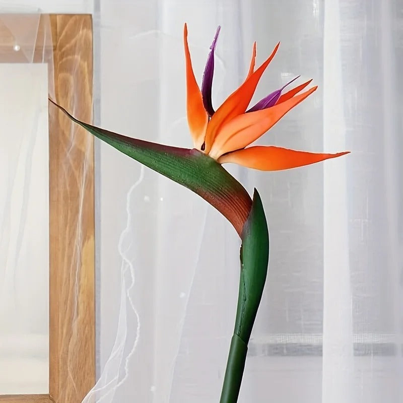 Faux Fleurs Strelitzia, Lot de 3 Tiges, Effet Tropical