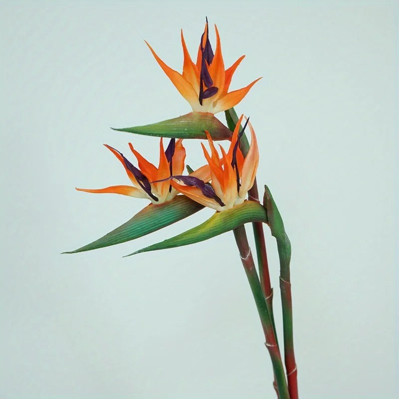 Faux Fleurs Strelitzia, Lot de 3 Tiges, Effet Tropical